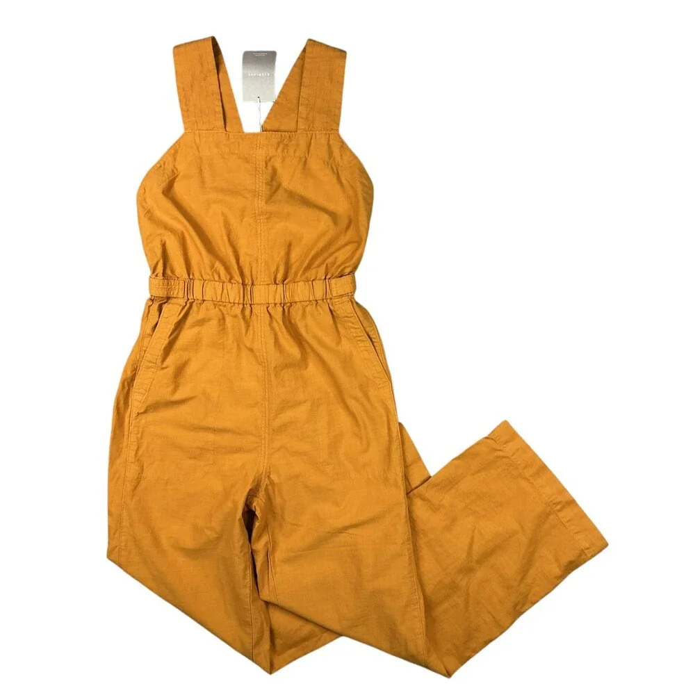 Everlane The Fatigue Apron Jumpsuit Size 4 Linen Organic Cotton Wide-Leg NWT